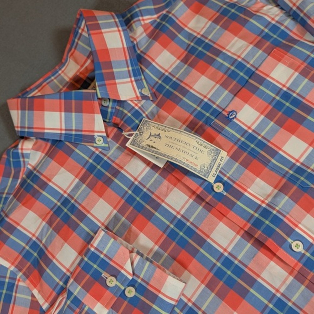 Southern Tide Mens Classic Fit Plaid Long Sleeve Button Down Shirt Size M